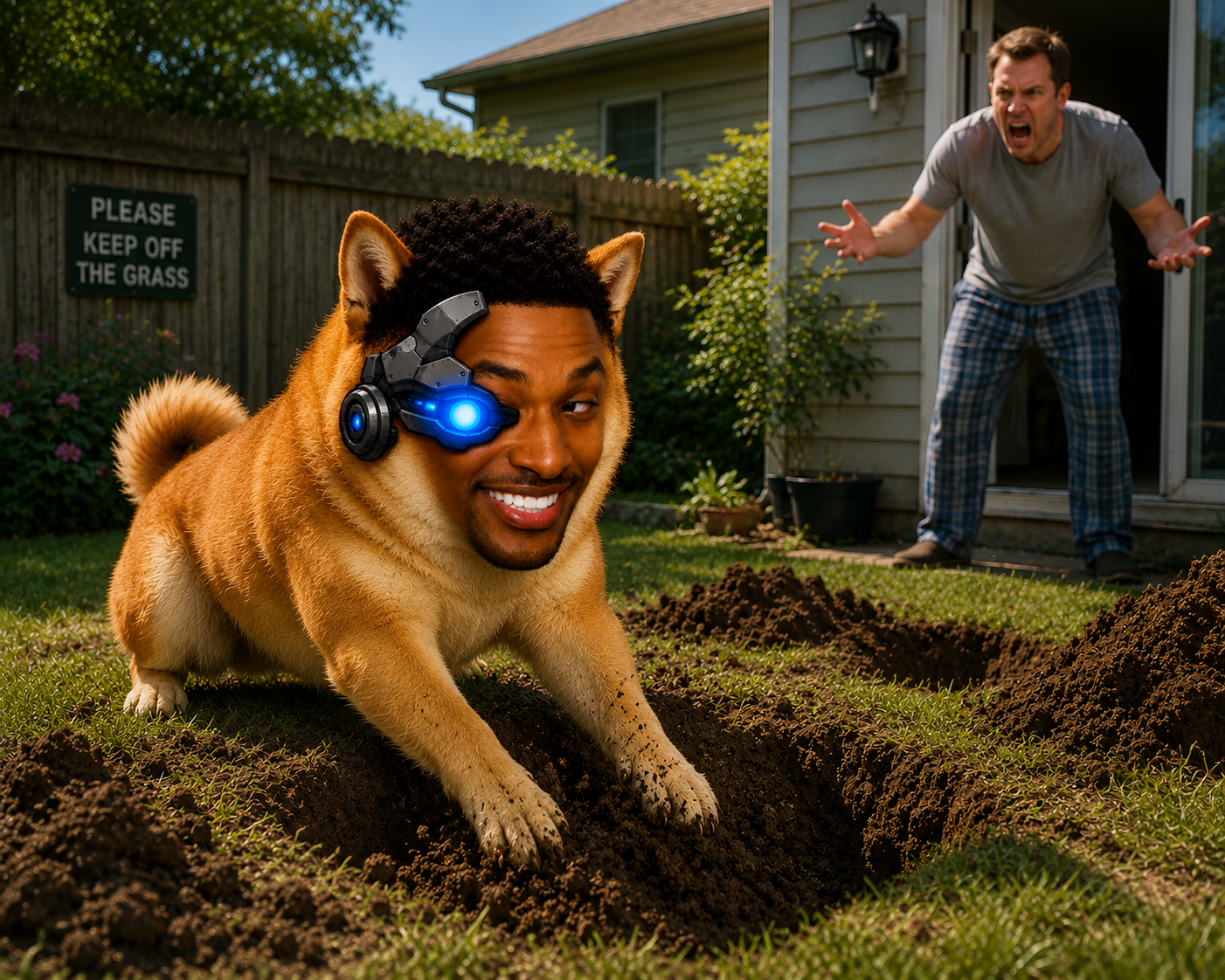 Ansem Inu digging up the lawn